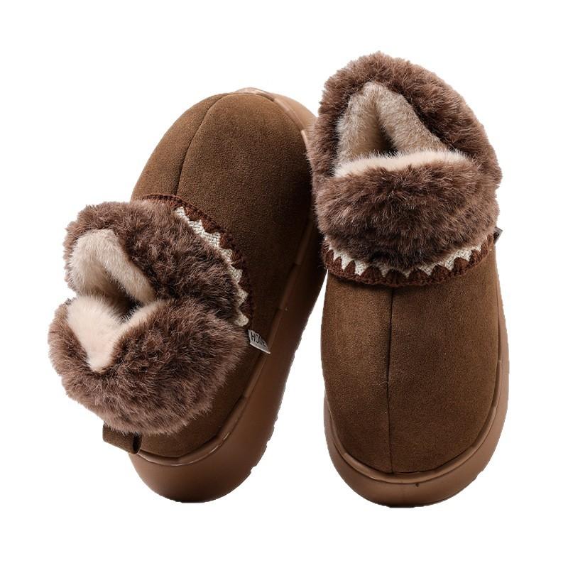 The New Style of Indoor Simple, Warm, Fleece and Thickened Cotton Shoes and Slippers