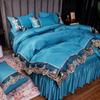 European Style Bed Skirt Four-piece Suit Non-slip Lace Bedspread Thicken Sanding Lace Quilt Cover Pillowcase Bed Linings