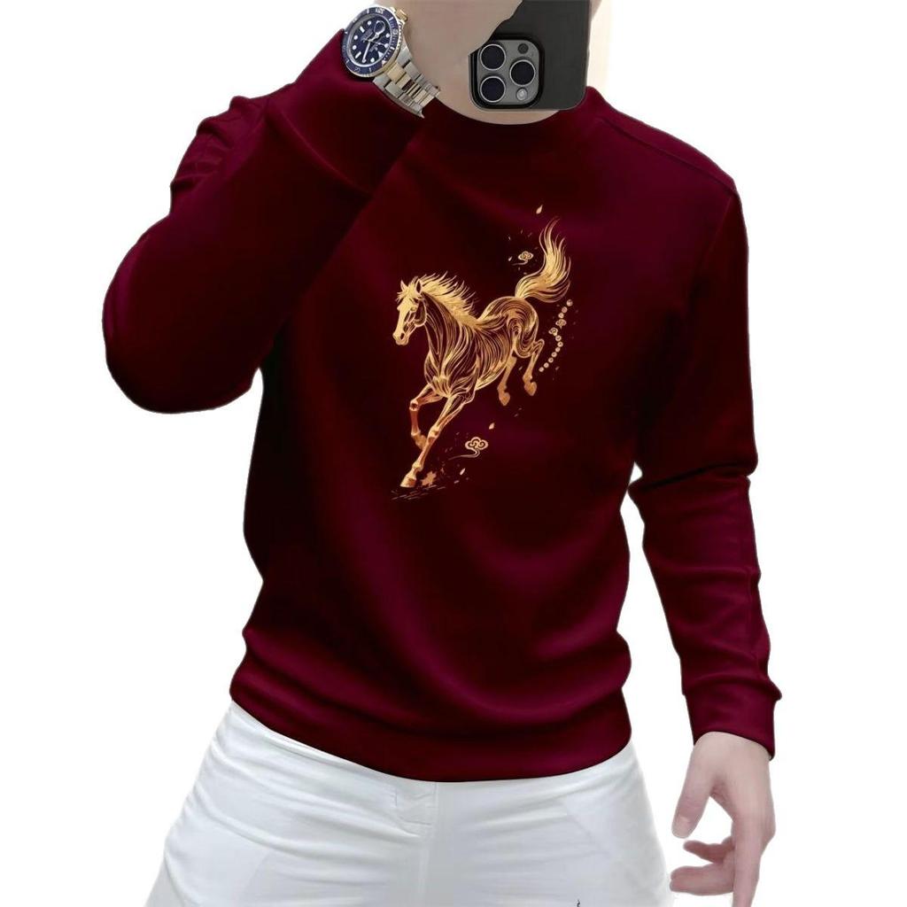 2025 Men's Trendy Round Neck Hoodie - Casual Spring/Autumn Style