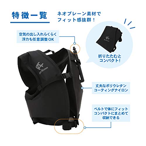 REEF TOURER Inflatable Snorkeling Vest, Compact, Foldable, for Kids and Travel, RA0408BKPXS-S