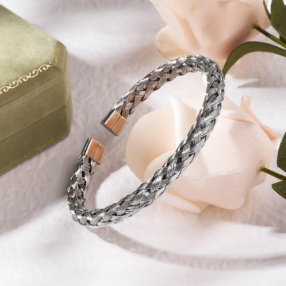 Stainless Steel Twist Wire Open Cuff Versatile Mesh Bracelet for Women