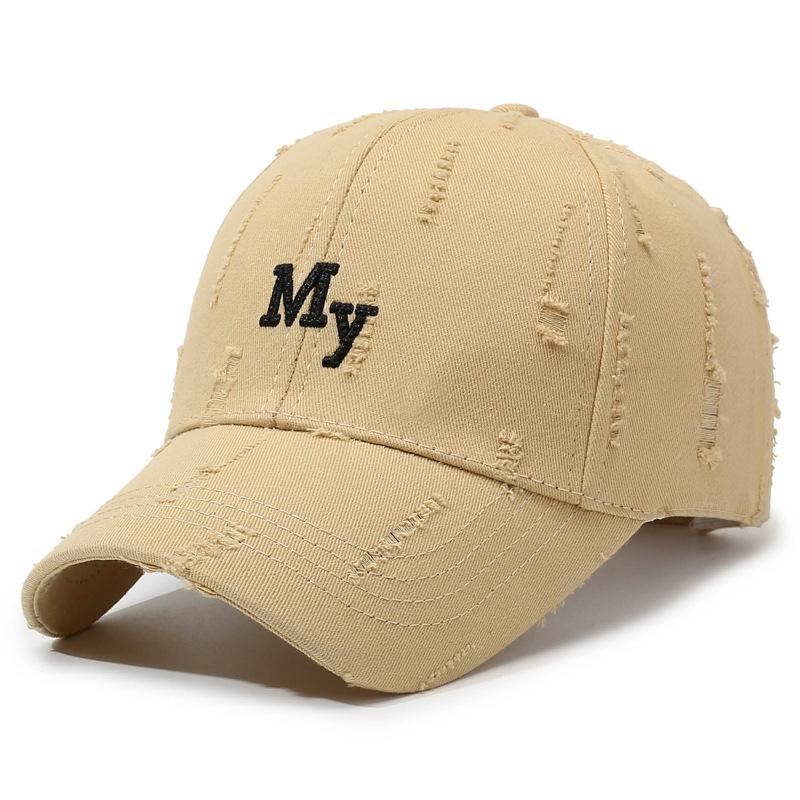 Fashion Washed Hole Letter Hat Embroidered Baseball Cap Men'S And Women'S Spring And Autumn Soft Top Cap