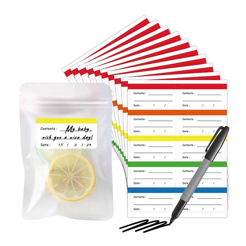 Borttagbara Etiketter 6x3cm, 100 st, Etiketter för Matförvaring, Etiketter för Köksskåp, Etiketter för Kryddburkar, Sorteringsetiketter