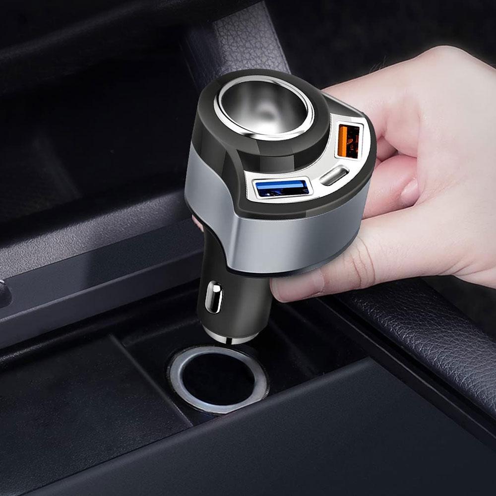 1 Stück Universelles Auto 4 in 1 USB Typ C Stecker Autoladegerät Auto Schnellladeadapter Auto Zigarettenanzünder Adapter Auto Innenzubehör