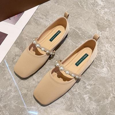 Flache Schuhe für Damen Sommer Mary Jane mit eckiger Spitze und flachem Ausschnitt Verbreitert und verdickt Weiches Oberteil Übergröße Damenschuhe