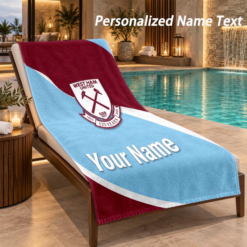 Benutzerdefinierter Text West Ham United FC Druck Strandtuch Großes Handtuch Für Zuhause Badezimmer Strand