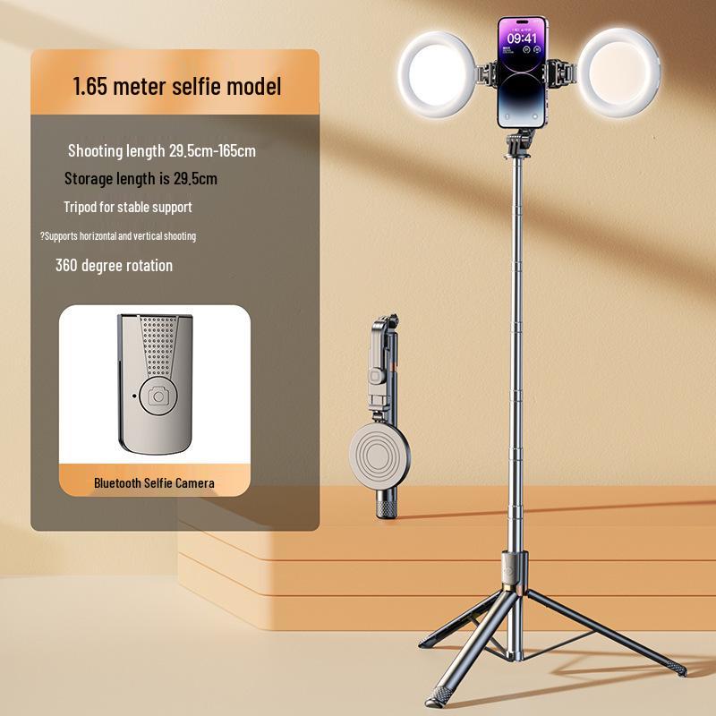 Bluetooth Selfie Stick with Fill Light and Portable Tripod Stand