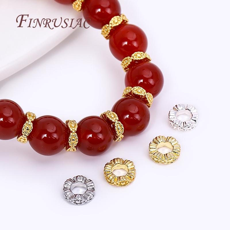 Delicate Lace Pattern Flat Spacer Beads For DIY Bracelet Necklace Making Wholesale 6.2x2mm 18K Gold Plated Brass Spacer Bead