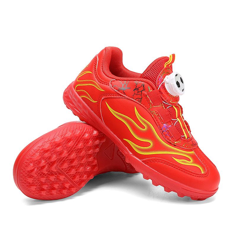 Rotating Button Children's Football Shoes Lace-free Outdoor Sports Training Shoes for Boys and Girls with Broken Nails