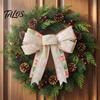 Sturdy Webbing Gift Toppers Christmas Bows for Wreath, Merry Craft Bow Ornaments, Winter Tree Large Fabric Trees Decoration Holiday Tree, Front Door,