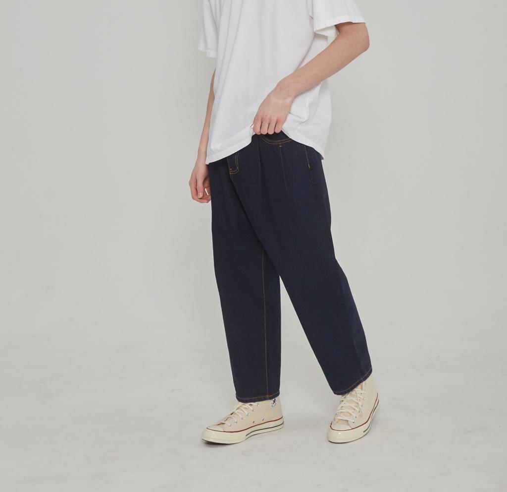 FUNNY PIG MADE Wide Pin Crop Jeans (Indigo Wash)