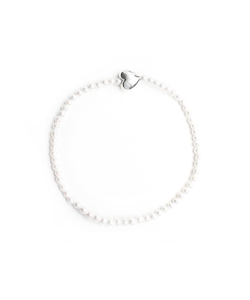 Racoha Cute Silver Heart Pearl Bracelet
