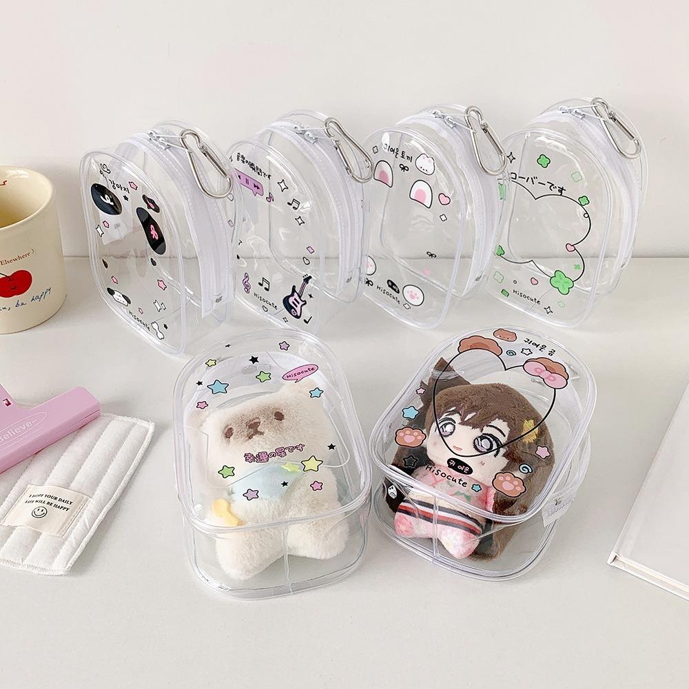 High Quality Cute PVC Data Cable Storage Bag Dustproof Decorative Pendant Transparent Display Zipper Bag Dolls Storage Pouch