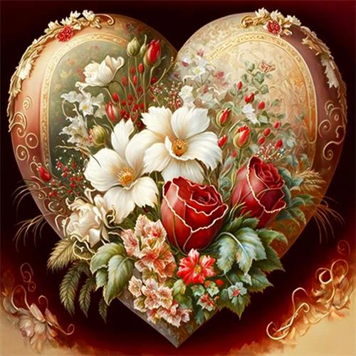 Diy Diamond Painting Heart Flower Home Decor Full Square Round Embroidery Mosaic Fantasy Landscape Wall Art