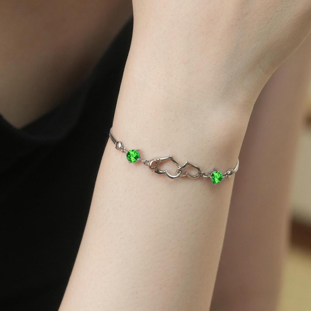Bracelet for May Silver Women "Silver Thunder" Women, Birthstone, Emerald, 925, Hypoallergenic, Simple, Amulet, Accessory, Birthday, Present,