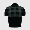 LIKK Neck Collar Check Knit T-Shirt (Black) _L3C1-Nt08K