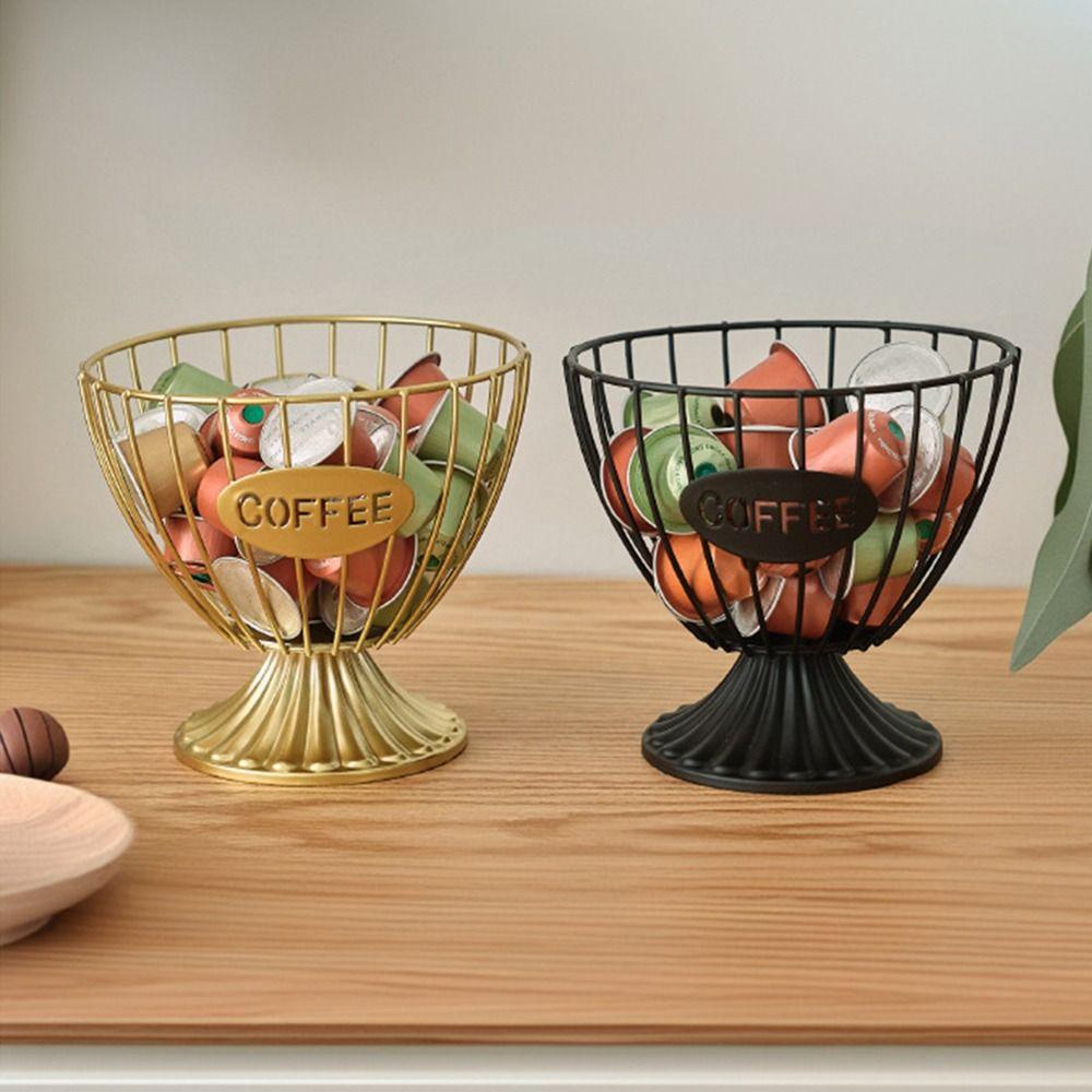 Large Capacity Coffee Capsule Holder Multi-functional Space Saving Metal Coffee Display Basket High Quality