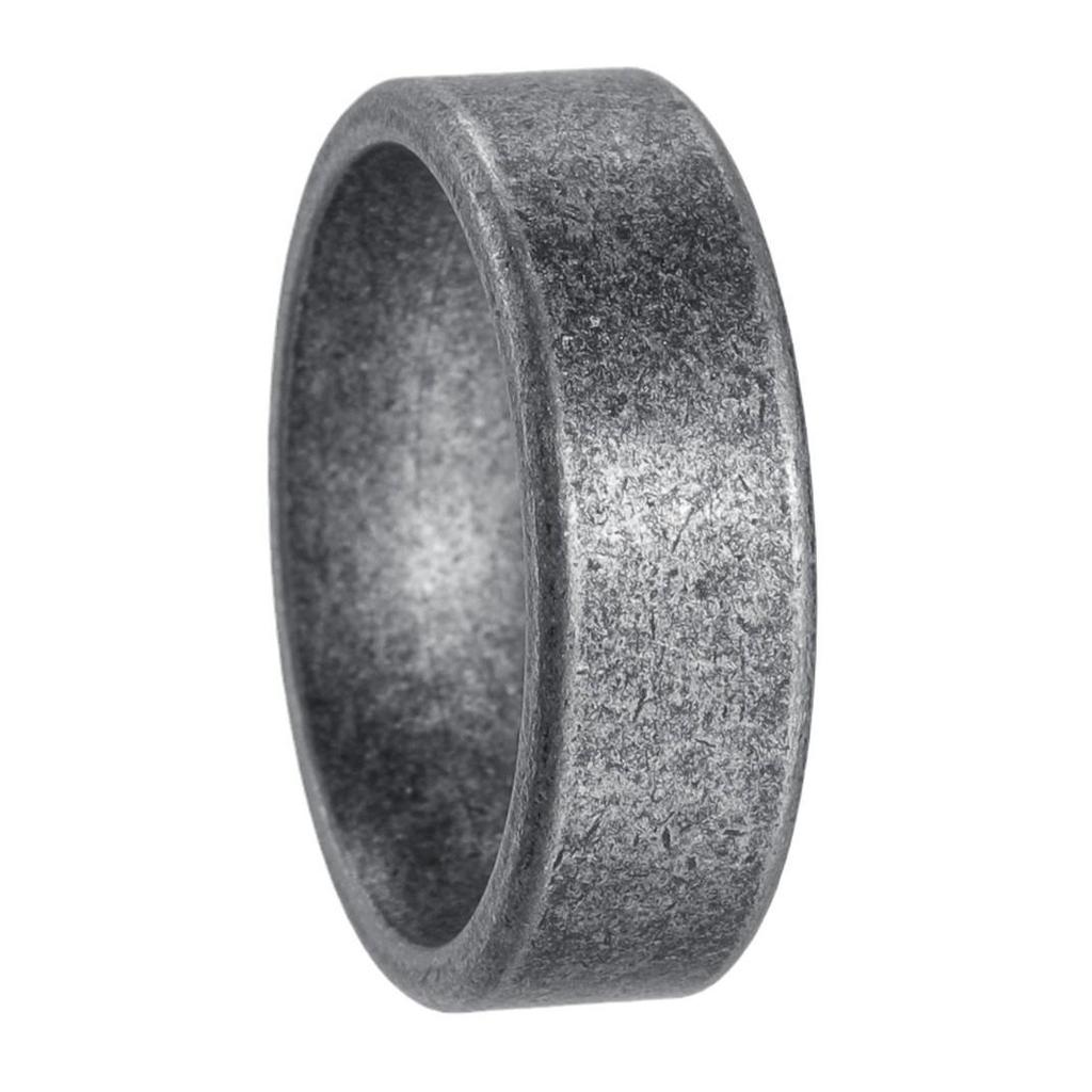 Men's Retro Trendy Ancient Silver Flat-Edged Ring with European American Cross Design