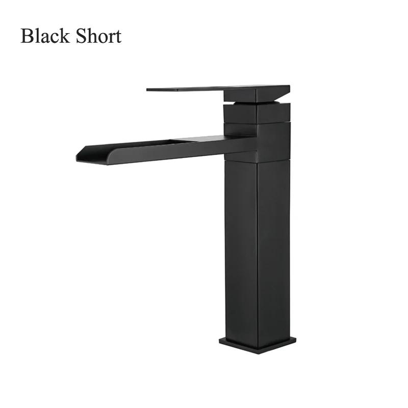 Black Gold Faucet Stainless Steel Waterfall Faucet Mixed Faucet Countertop Hot Cold Mixed Water Taps Bathroom Faucet Single Hole