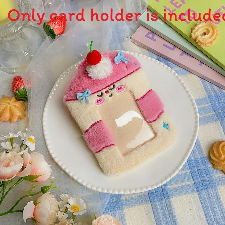 

Plush Matcha Strawberry Cake Cardholder With Photo Display For Students And Gift Use StrawberryCake