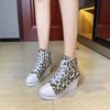 Fashion New High-top Canvas Shoes Slope Heel Height-increasing Casual Shoes, Thick-soled Lace-up Foreign Trade Large-size Women's Shoes