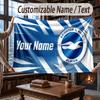 Custom Name Flannel Throw Blanket Brighton & Hove Albion Football Pattern Warm Home Decoration