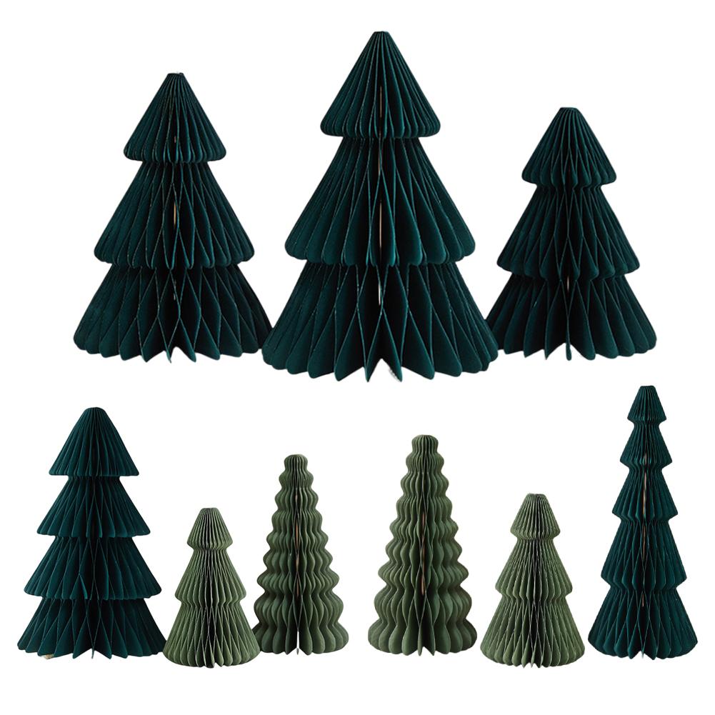 3Pcs Origami Christmas Tree Ornament Honeycomb Christmas Tree Paper Christmas Tree for Halloween Garden Indoor Home Decor