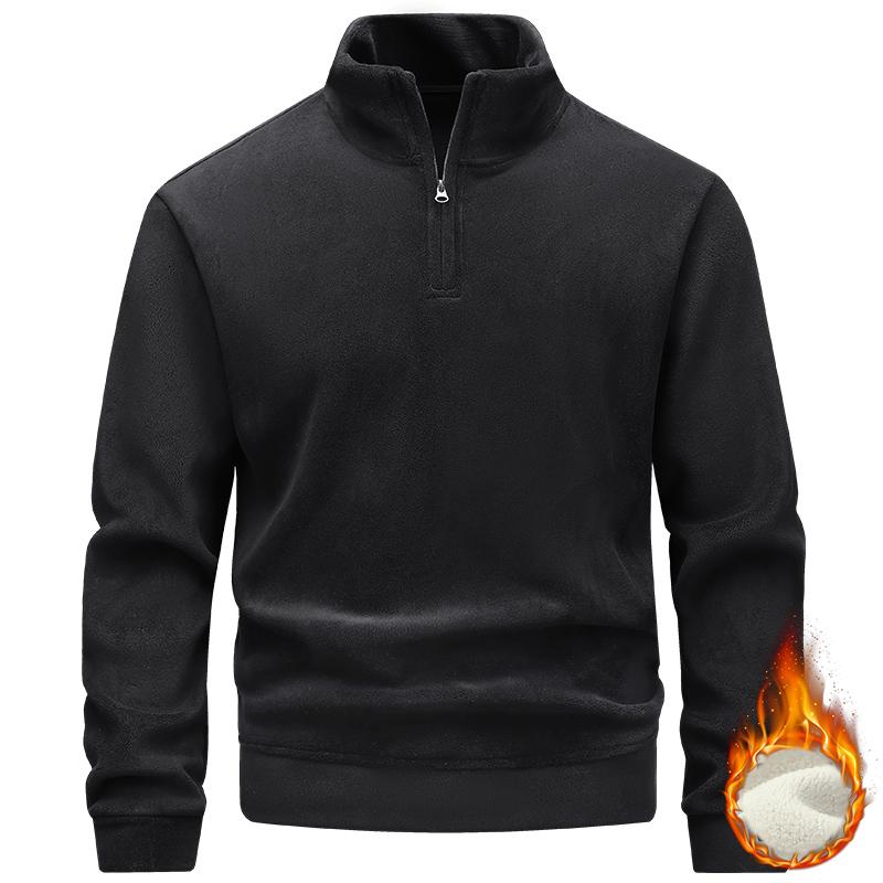 Sweatshirt Men's Fleece Warm Half Zipper Turtleneck Sweatshirt Solid Autumn Winter Pullover Korean Casual Sweatshirts Sportswear