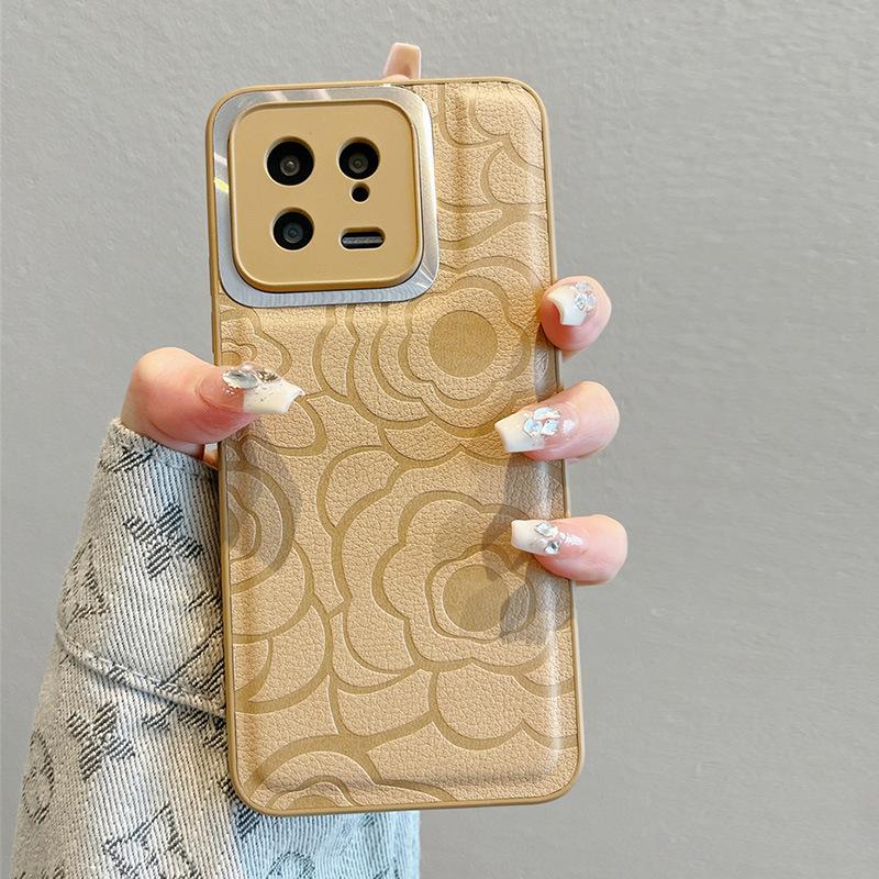 

Suitable for Xiaomi 15pro Camellia Phone Case, Full Leather Texture Redmi K70 Anti-drop Xaom14 Matte Protective Case K70/K70pro хаки