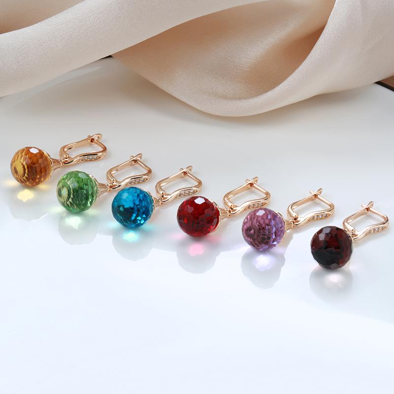 Geometrische Football Cut Zirkon Tropfen Ohrringe für Frauen Gold Farbe Mode Kristall Ball Baumeln Schmuck Persönlichkeit Party Zubehör