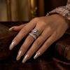 2Pcs Luxury Paved Zircon Ring Set for Women Copper Chunky Square Stackable Eternity Band Brilliant Evening Party Jewelry Gift