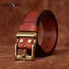 Retro Printed Genuine Leather Cowhide Copper Buckle Belt Trendy All-match Casual Jeans Belt