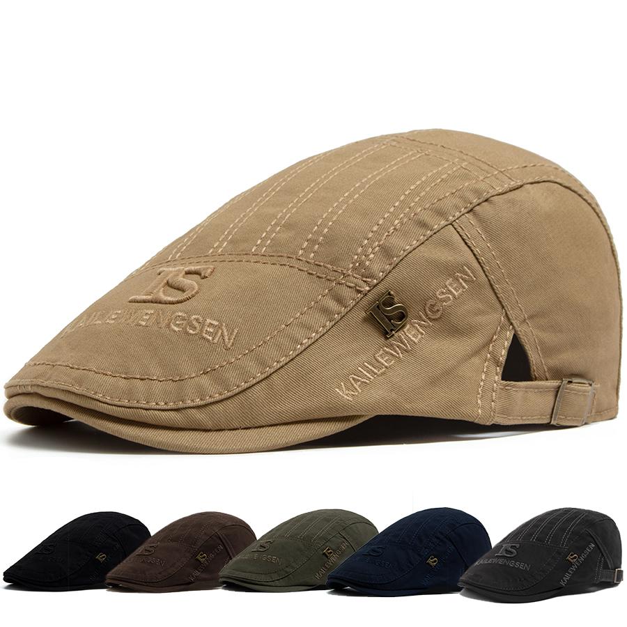 New Men Embroidery Flat Cap Summer Vintage Beret Visor For Male Fashion Casual Newsboy Hat Spring Autumn  Women Caps Adjustable