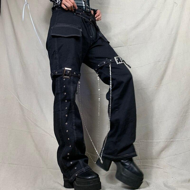 Streetwear Punk Style Cintura Grunge Cargo Pants Donna Baggy Jeans Catena  Eyelet Dark Academia Low Rise Jeans Goth Fibbia acquista in modo economico  — spedizione gratuita, recensioni reali con foto — Joom