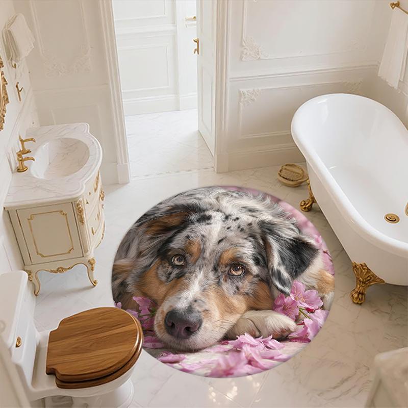 Australian Shepherd pattern round rug,Carpet Rug for Living Room Bedroom Playroom ,Non-slip Floor Mat,Holiday Gifts and Birthday Gifts.