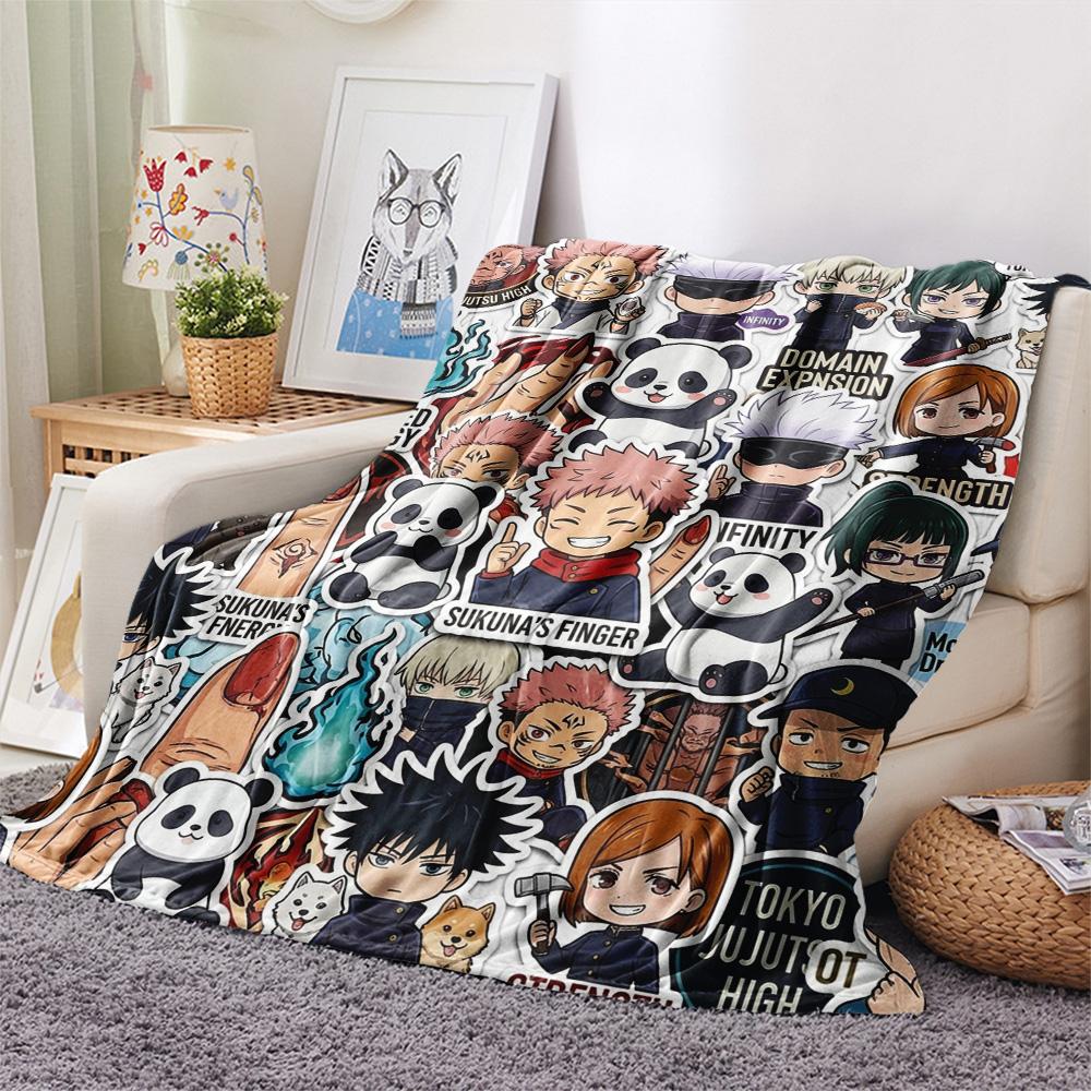 1PC Jujutsu Kaisen Patterned Flannel Blanket Suitable For All Seasons For Home Decor Warmth And Comfort Gifts Holiday Present
