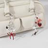  Red Heart Bow Keychain Bag Pendant Cute Simple Love Bowknot Keyrings Exquisite Backpack Hanging Decoration Gifts
