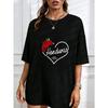 White T Shirt With Red Roses And Honduras Heart Print For Casual Wear