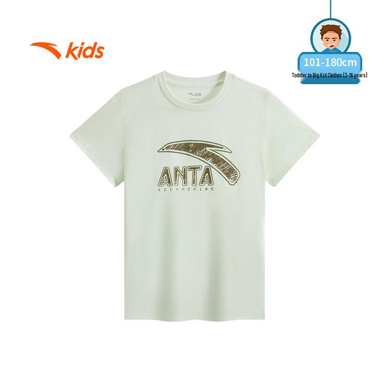 Anta Boys' 2025 Summer Breathable Cotton Short Sleeve T-Shirt A52527114