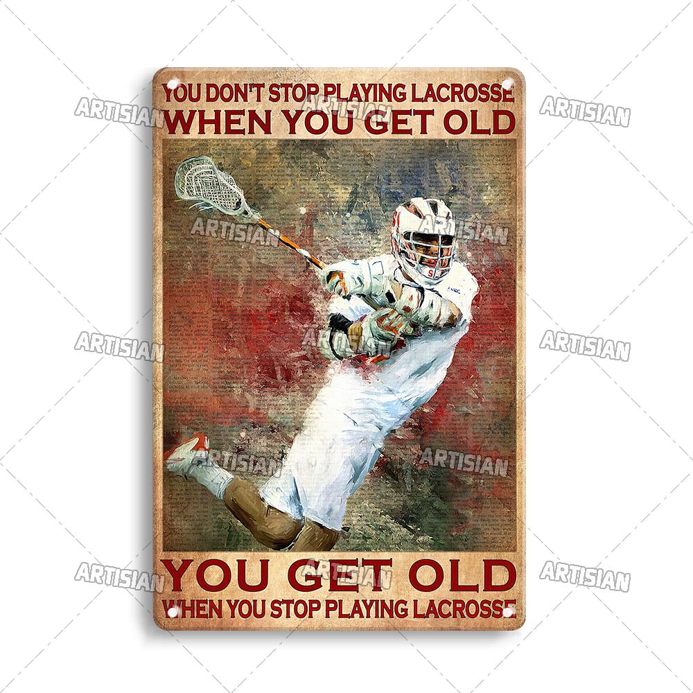 Artisian SPORT Metal Sign Hockey Tin Poster Football Decorative Plate Basketball Baseball Tin Plaque  Wall Decor Garage Bar Pub