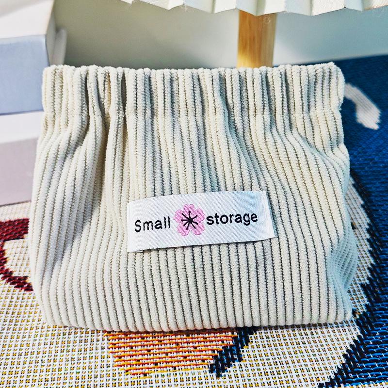 Corduroy Snap Earphone & Coin Pouch - Self-Closing Storage Bag for Data Cables