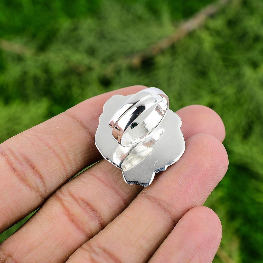 Gift For Her 925 Silver Natural Tibetan Turquoise Multi Stone Adjustable Ring