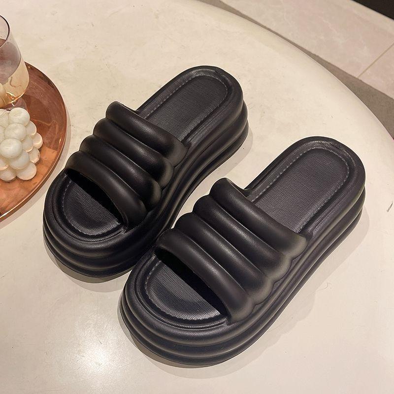 Spring Summer Lady's Chunky Platform Slippers Wedge Heels Sandals Women's Non Slip Outdoor Flip Flops Mujer Soft Thick Bottom