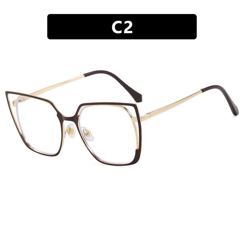 Square hollow flat mirror new anti-blue glasses frame European and American plain face high-end sense versatile glasses frame women