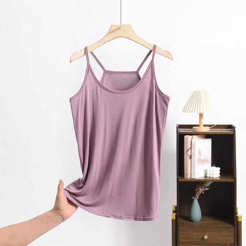 Γυναικείο Μονόχρωμο Αμάνικο Τοπ με Λεπτές Τιράντες