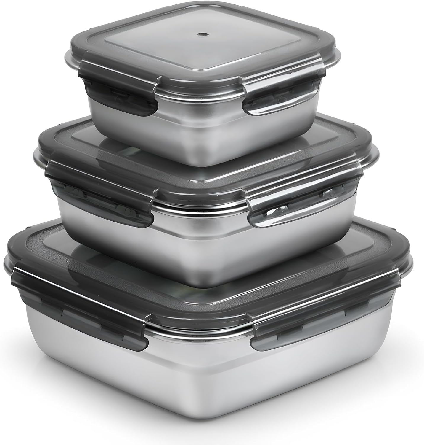 

Набор из 3 контейнеров для сэндвичей из нержавеющей стали, многоразовый ланч-бокс, металлический контейнер для хранения продуктов с герметичными крышками, не содержит БФА