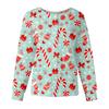 Women's Casual Fashion Long Sleeve Standing Collar Single Breasted Christmas Print Workwear Jacket Tops