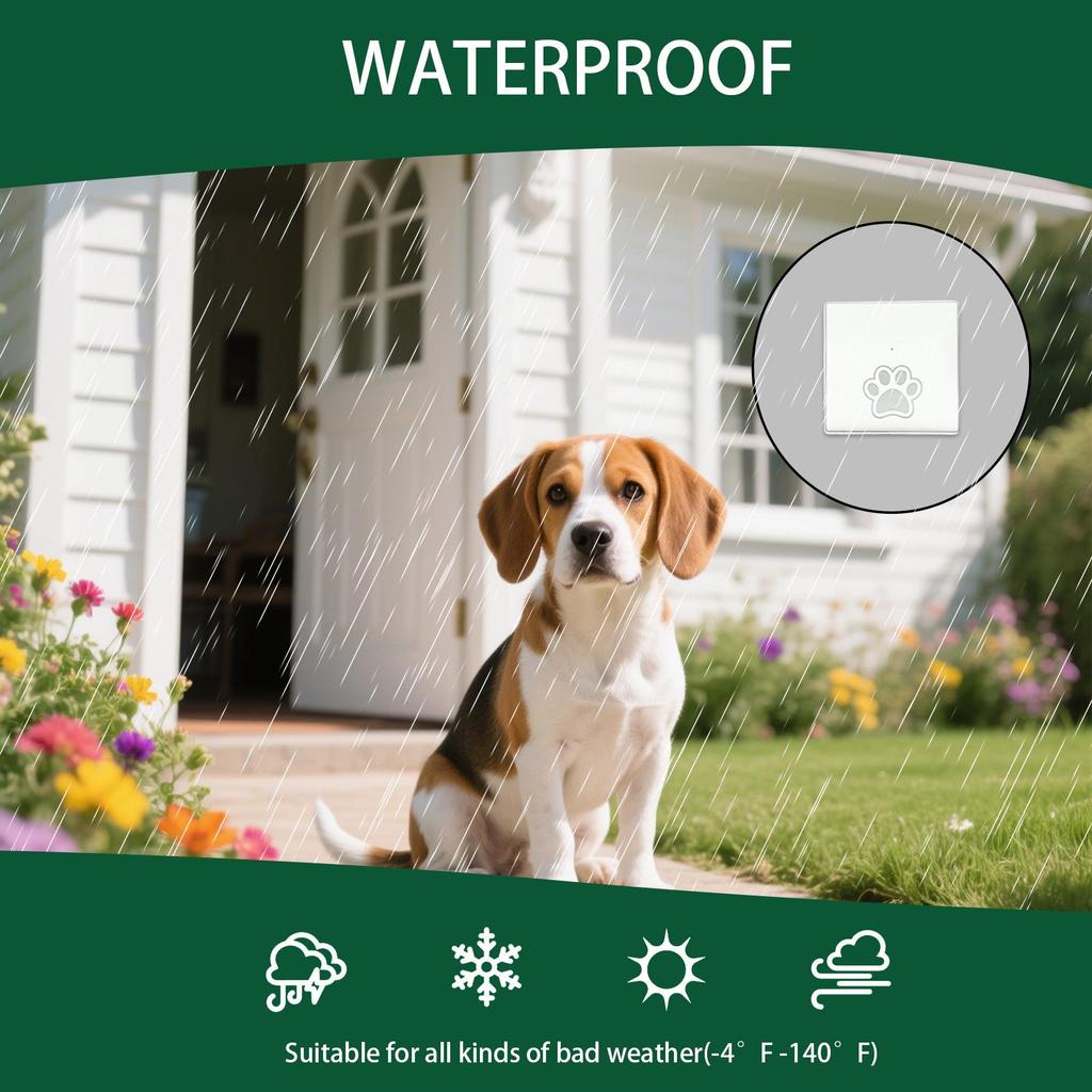 Chenji Wireless Waterproof Pet Doorbell - Self-Powered Entry Bell for Puppies