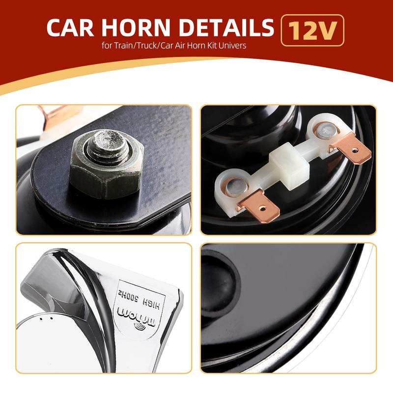 12V Copper Coil Double Horn 120dB Loud for Nissan ATV Motorcycle - Dual Tone Snail Horn Waterproof Car Truck Van EV