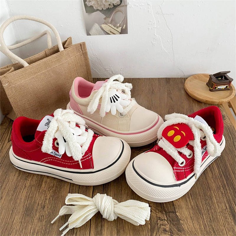 National ugly cute niche original cute big head board shoes retro small black shoes black platform bread canvas shoes women